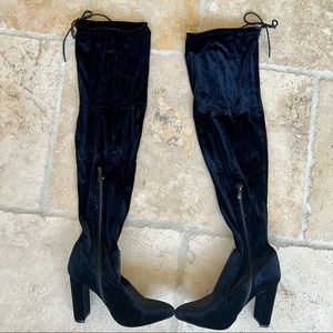 Black Velvet Thigh High boots